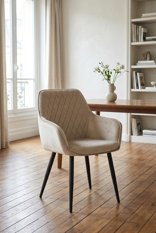 Beverly Esszimmerstuhl - Beige Samt