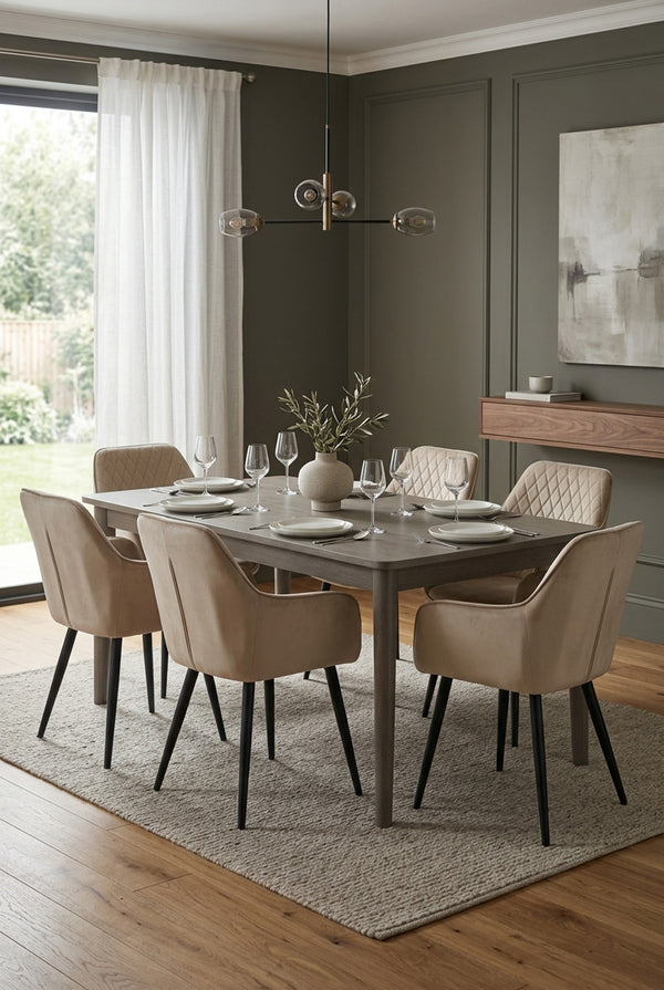 Beverly Esszimmerstuhl - Beige Samt