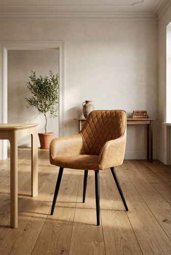 Chaise de salle à manger Beverly - Microfibre cognac