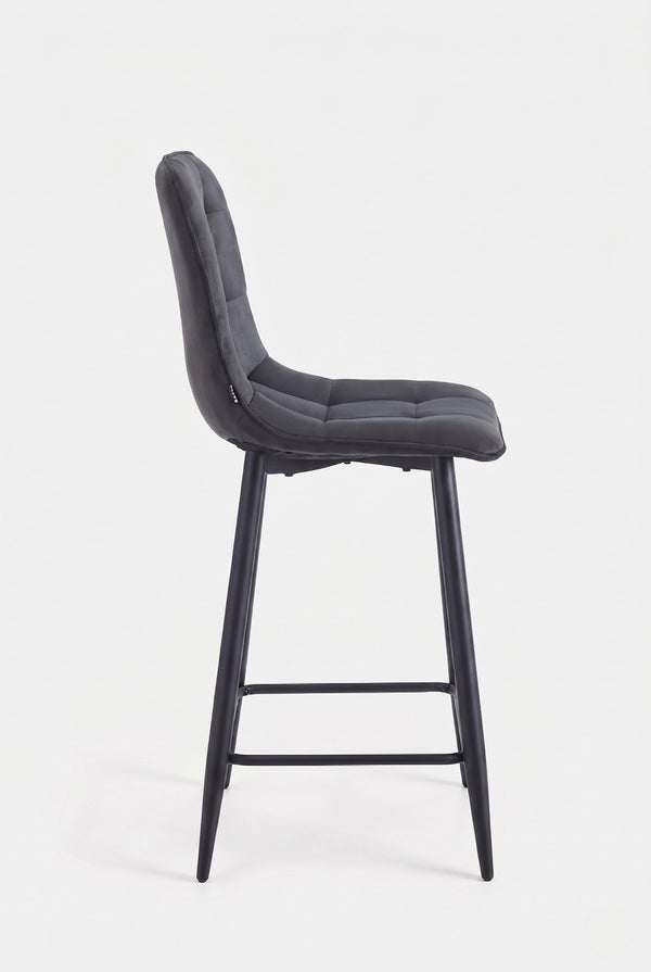 Tabouret de bar Ela - Microfibre anthracite