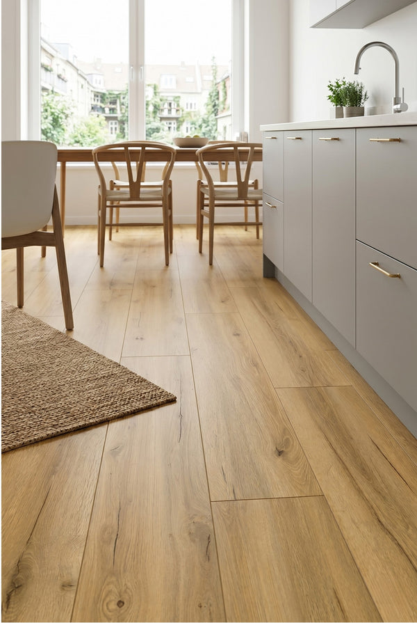 SPC Klick-Vinylboden - Alpamaya - Goldbraune Holzoptik - 5mm
