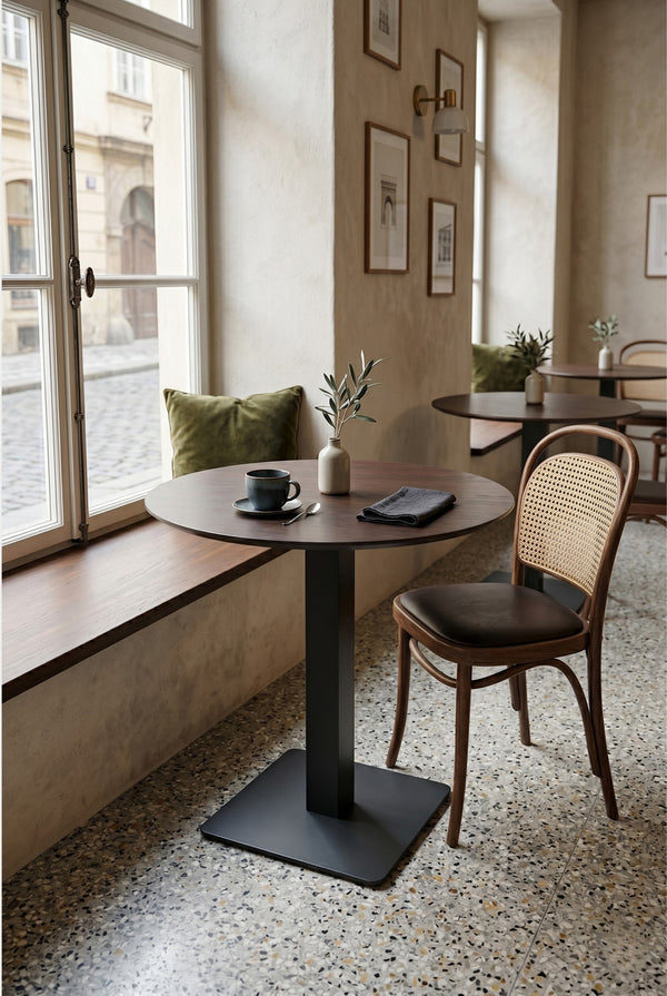 Kopenhagen Gastro-Rundtisch - Schwarzbraun Holzoptik - Ø 69 cm
