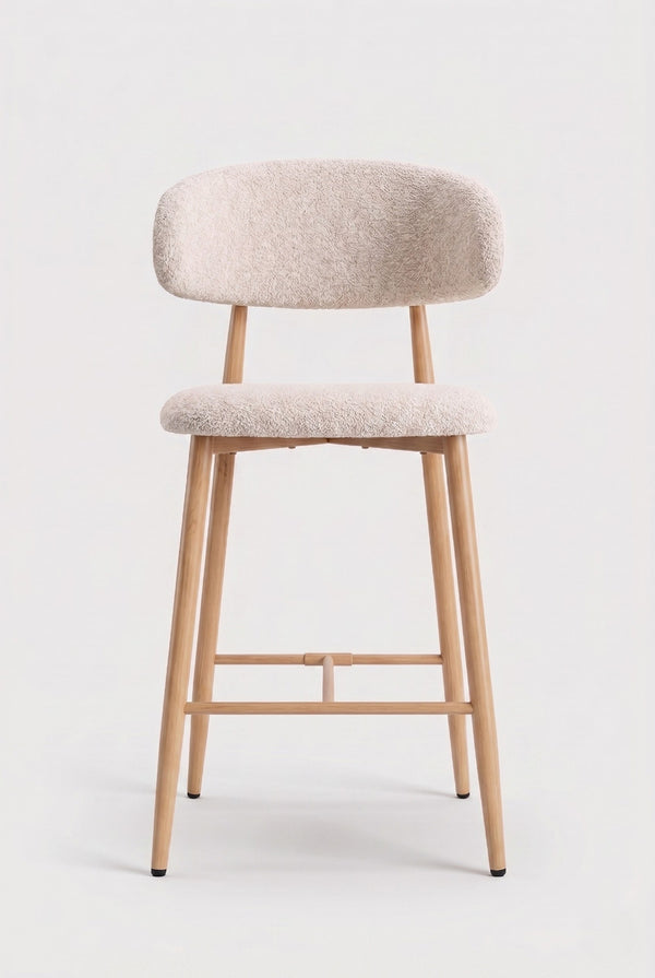 Tabouret de bar Nordex - Beige - Pieds en métal beiges