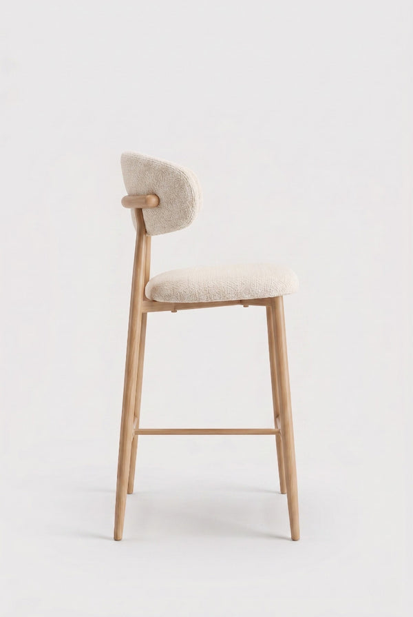 Tabouret de bar Nordex - Beige - Pieds en métal beiges