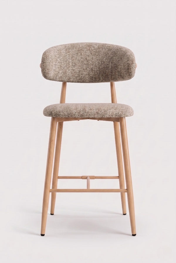 Tabouret de bar Nordex - Taupe - Pieds en métal beiges
