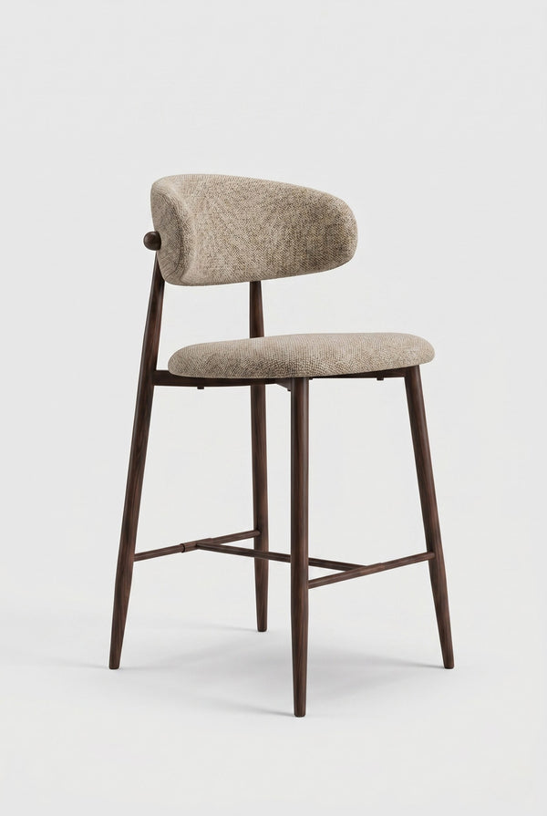 Tabouret de bar Nordex - Taupe - Pieds en métal marron