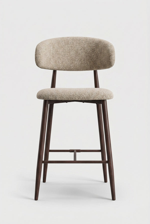 Tabouret de bar Nordex - Taupe - Pieds en métal marron