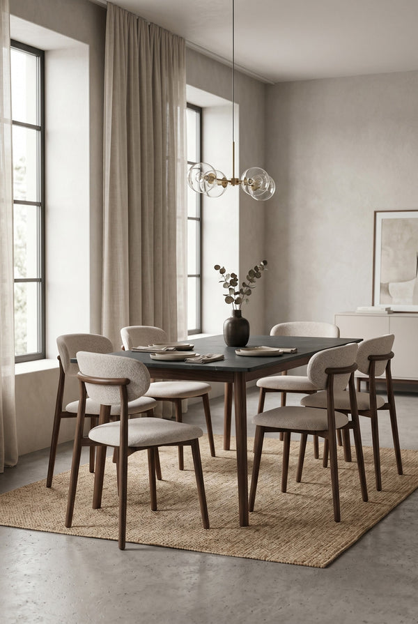 Nordex Esszimmerstuhl - Beige - Braune Metallbeine