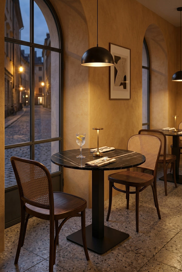 Porto Gastro-Rundtisch - Schwarze Marmoroptik - Ø 70 cm