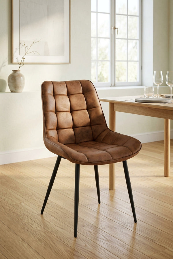 Chaise de salle à manger Quadro - microfibre cognac