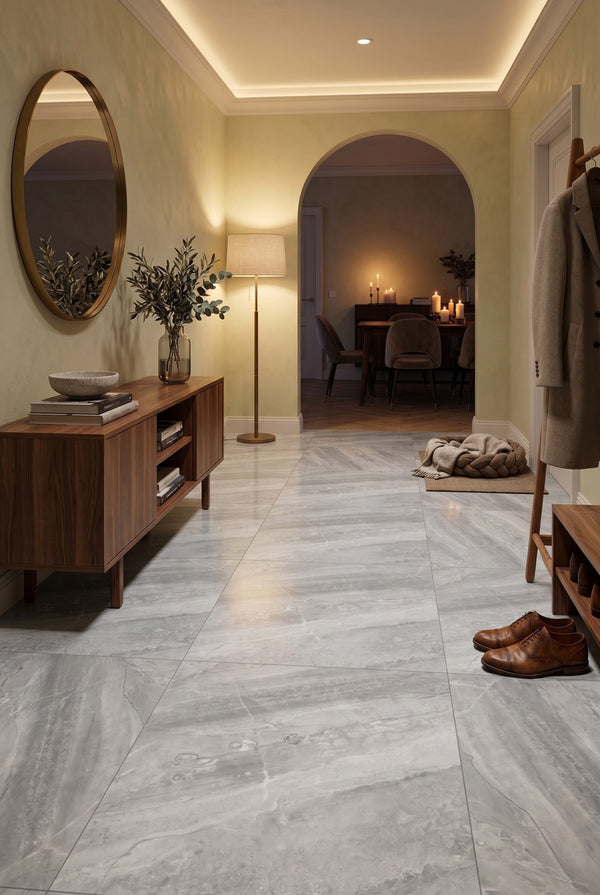 SPC Klick-Vinylboden - Ash Grey - Marmoroptik - 60 x 60 cm