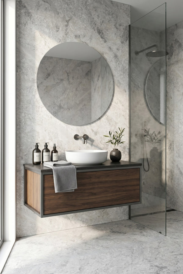 SPC-Wandpaneel - Beige Stone (Matt) - Marmoroptik - 120 x 260 cm