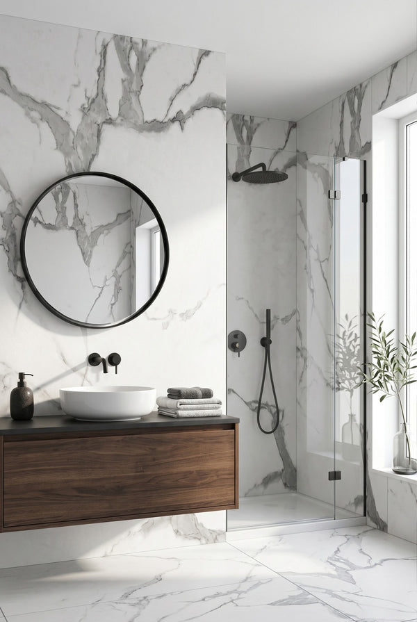SPC-Wandpaneel - Bianco Carrara (Matt) - Marmoroptik - 120 x 260 cm