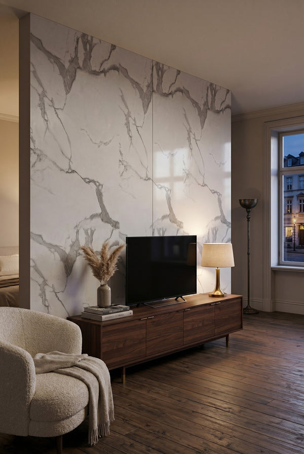 SPC-Wandpaneel - Bianco Carrara (Matt) - Marmoroptik - 120 x 260 cm