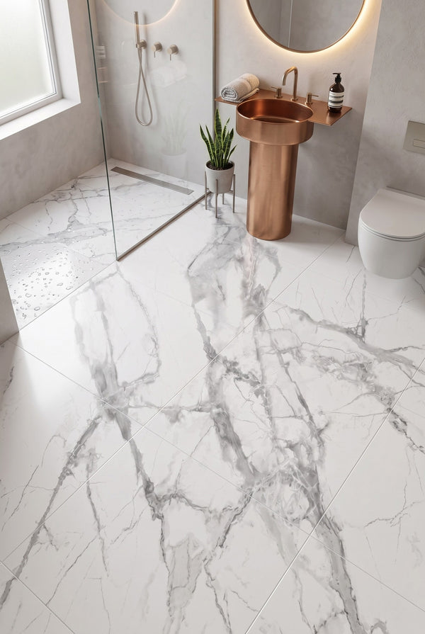 SPC Klick-Vinylboden - Calacatta Snow - Marmoroptik - 60 x 60 cm