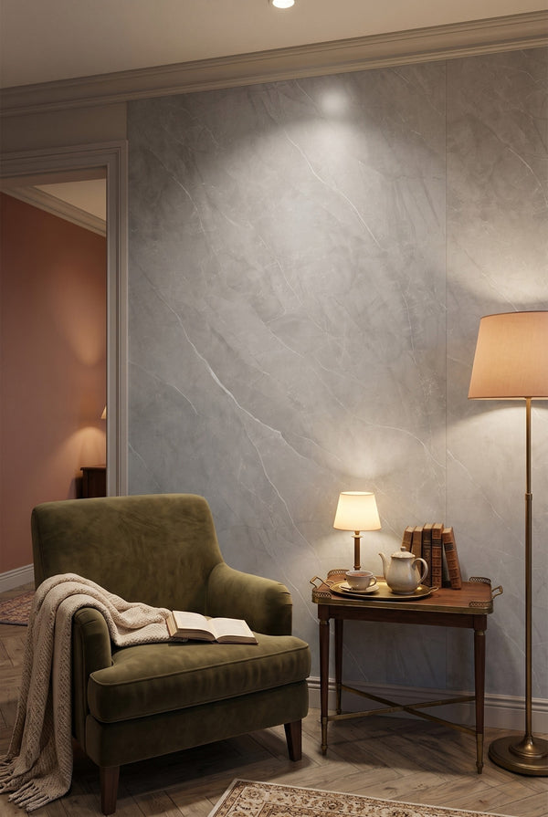 SPC-Wandpaneel - Carrara Grau (Matt) - Marmoroptik - 120 x 260 cm