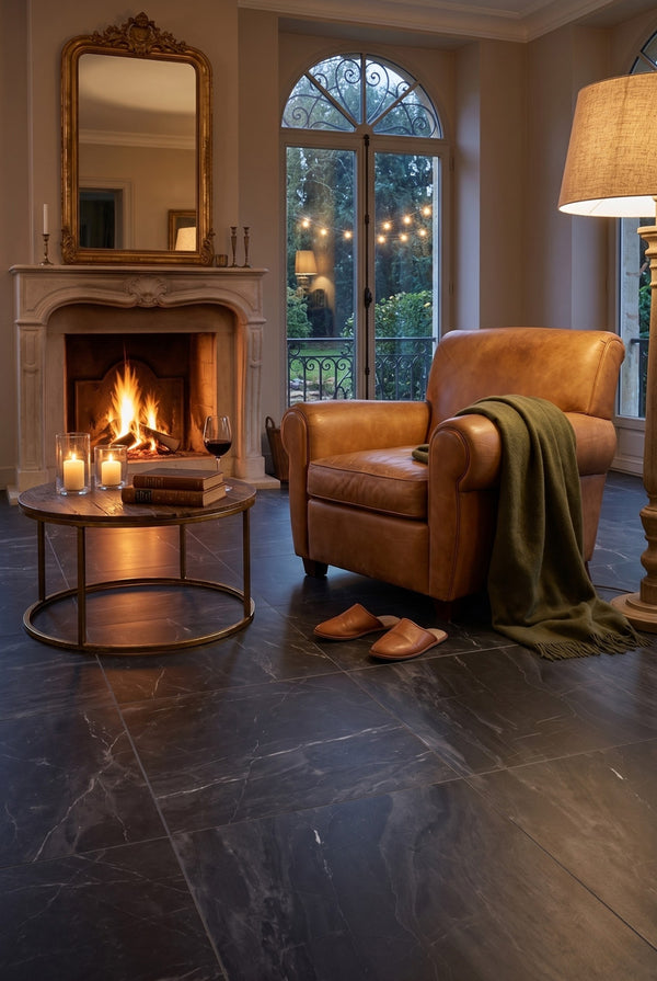 SPC Klick-Vinylboden - Dark Stone - Marmoroptik - 60 x 60 cm