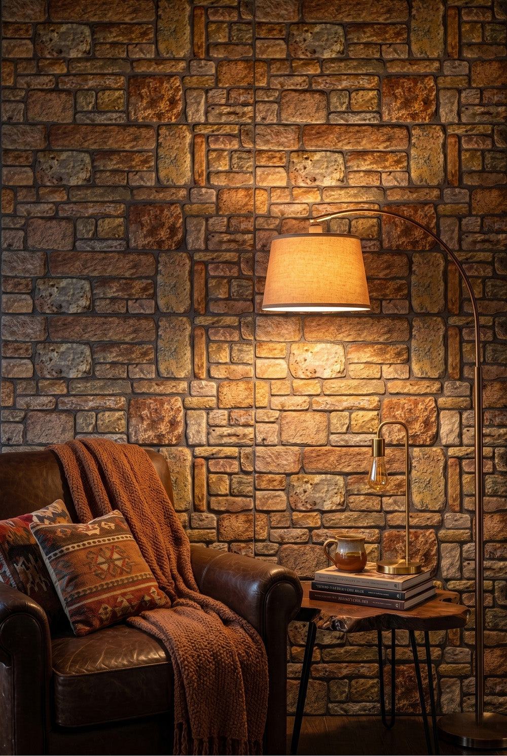 Panneau mural 3D - Baroque Marron - Aspect pierre - PSE