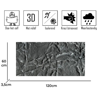 Dunkler Canyon – 3D-Wandpaneel
120x60x3,5cm