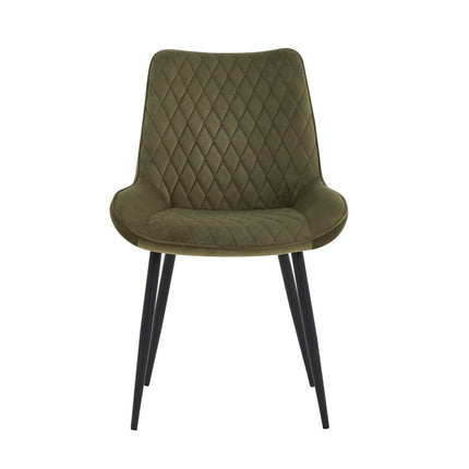2 Stück Adama Esszimmerstuhl – Grün – Samt – Fabb
