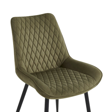 2 Stück Adama Esszimmerstuhl – Grün – Samt – Fabb