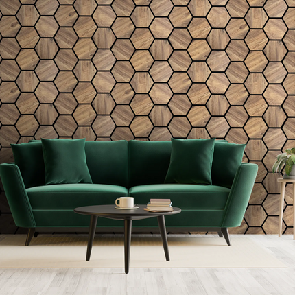 Eiche – Hexagon Filz-Akustikpaneele – Schalldämmung – Für Innenräume – 80x60x2cm