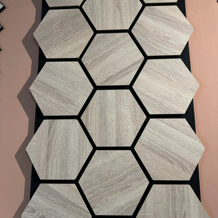 Eiche Hell – Hexagon Filz-Akustikplatten – Schalldämmung – Für Innenräume – 80x60x2cm