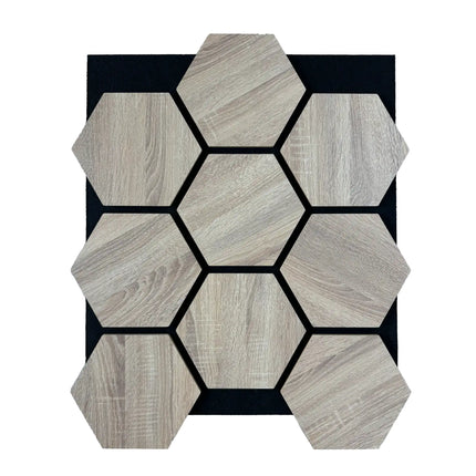 Eiche Hell – Hexagon Filz-Akustikplatten – Schalldämmung – Für Innenräume – 80x60x2cm