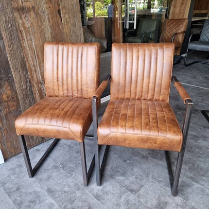 2 Stück Esszimmerstuhl – Ferro Light Braun – Ohne Lehne- Mikrofaser