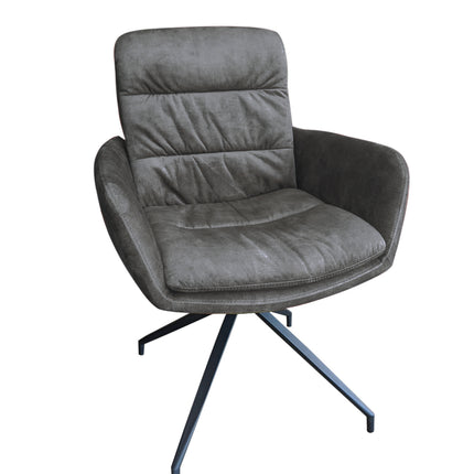 Chaise de salle à manger Frank aspect cuir gris foncé