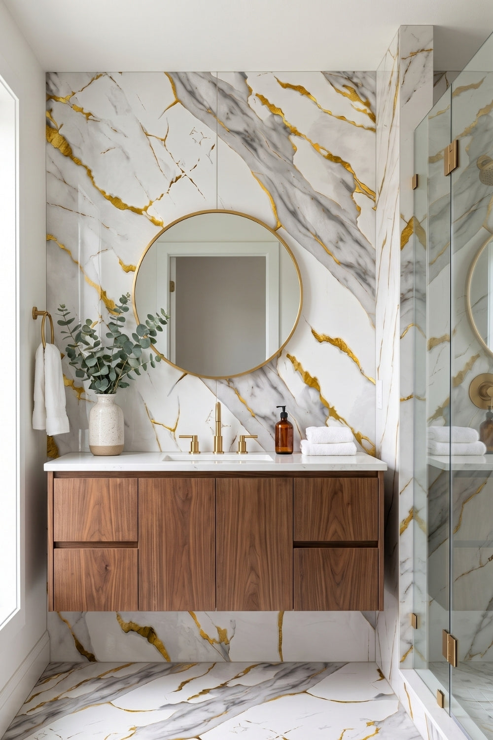 PVC-Wandpaneel - Carrara Gold - Marmoroptik - 122 x 260 cm