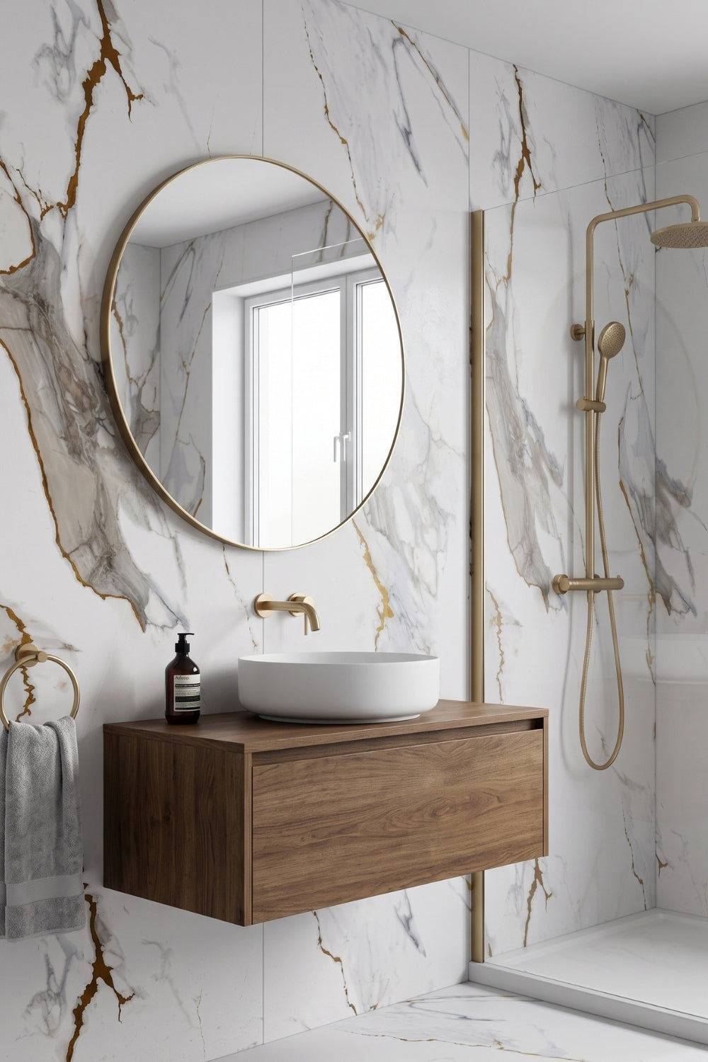 SPC-Wandpaneel - Gold Carrara Matt - Marmoroptik - 122 x 260 cm