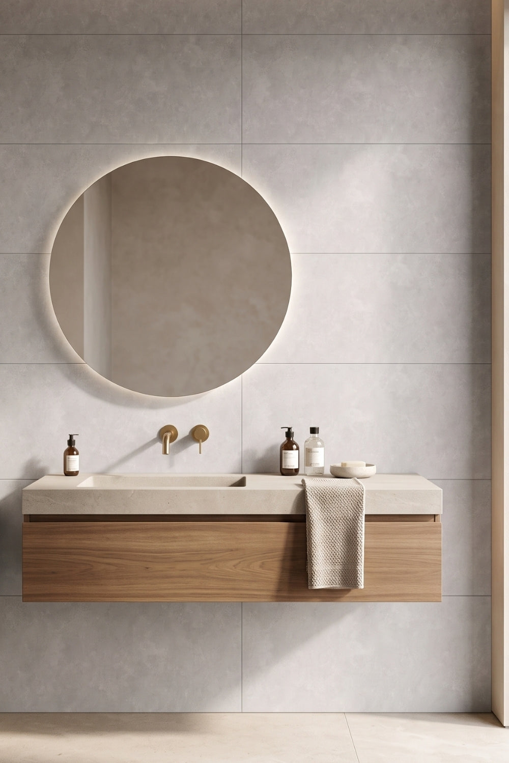 SPC-Wandpaneel - Concrete Light - Betonoptik - 60 x 120 × 0,3 cm