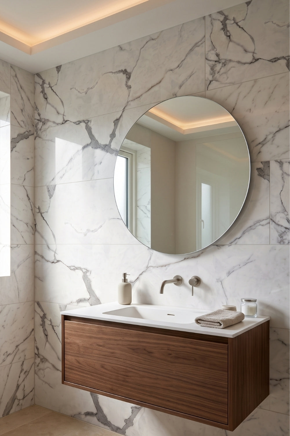 SPC-Wandpaneel - Bianca Carrara 201 - Marmoroptik - 60 x 120 × 0,3 cm