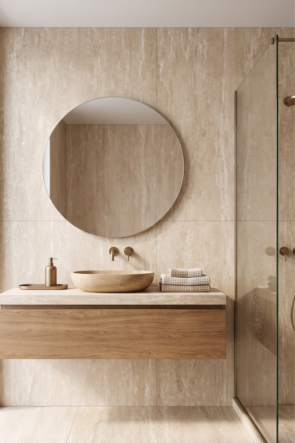 SPC-Wandpaneel - Travertine - Marmoroptik - 122 x 260 cm