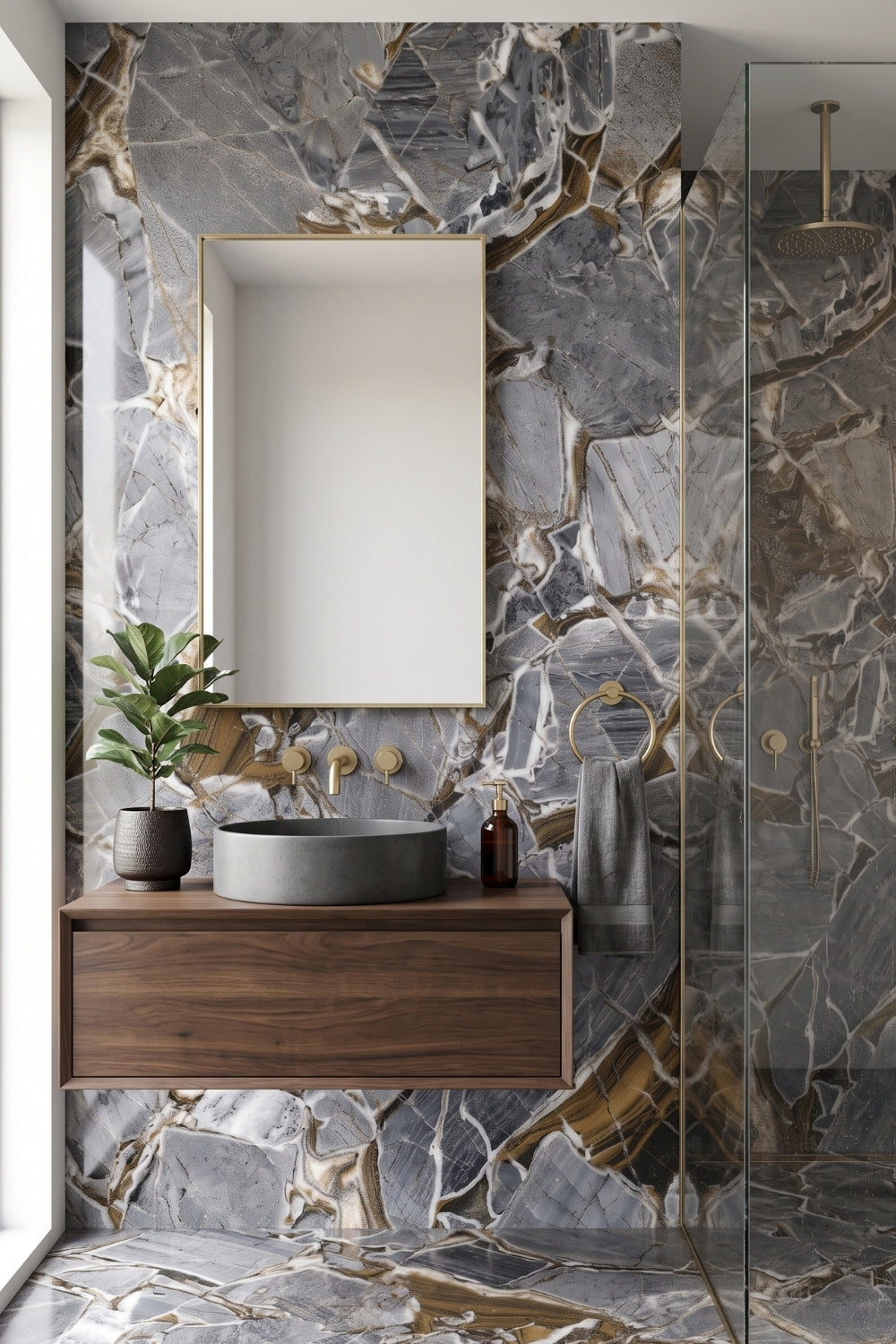 SPC-Wandpaneel - Chaos Breccia Blue - Marmoroptik - 122 x 260 cm