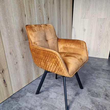 Chaise de salle à manger Peter velours ambre