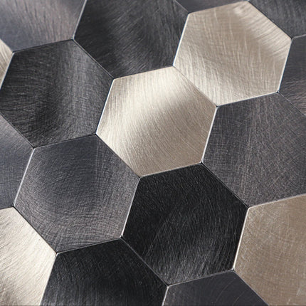 Selbstklebende Mosaik -Wandfliese Hexagon – Schwarzer Stahl – 29,4x31x0,4cm