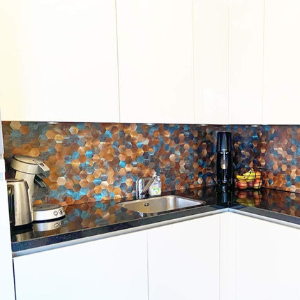 Selbstklebende Mosaik -Hexagon Kupfer Patina – 29,4x31x0,4cm