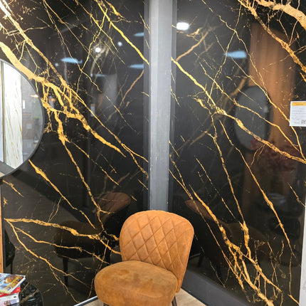 Gold Schwarz- Wandpaneel PVC - Marmoroptik - 260cm*122cm