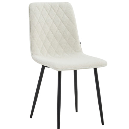 2 Esszimmerstuhl - Elise - Weiß - Bouclé Stoff