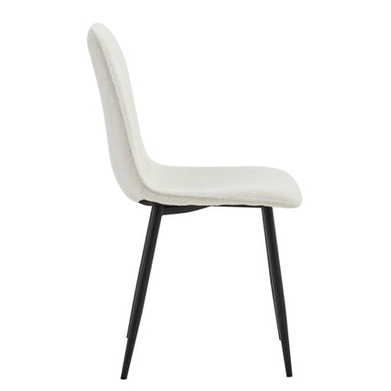 2 Esszimmerstuhl - Elise - Weiß - Bouclé Stoff