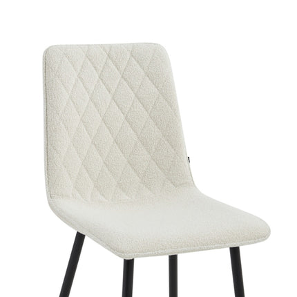 2 Esszimmerstuhl - Elise - Weiß - Bouclé Stoff