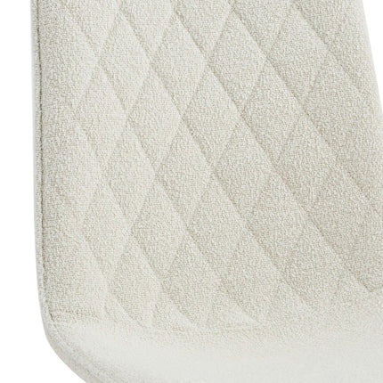 2 Esszimmerstuhl - Elise - Weiß - Bouclé Stoff