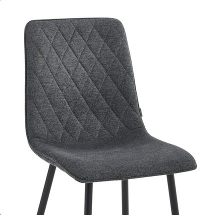 2 Esszimmerstuhl - Elise - Dunkel Grau - Leinenstoff