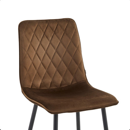 2 Esszimmerstuhl - Elise - Braun - Samt