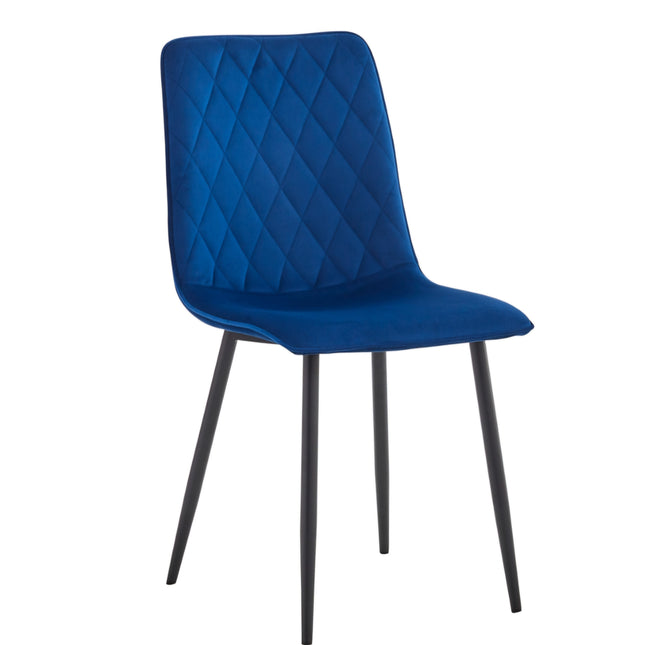 2 Esszimmerstuhl - Elise - Blau - Samt