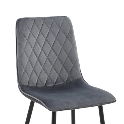 2 Esszimmerstuhl - Elise - Grau - Samt