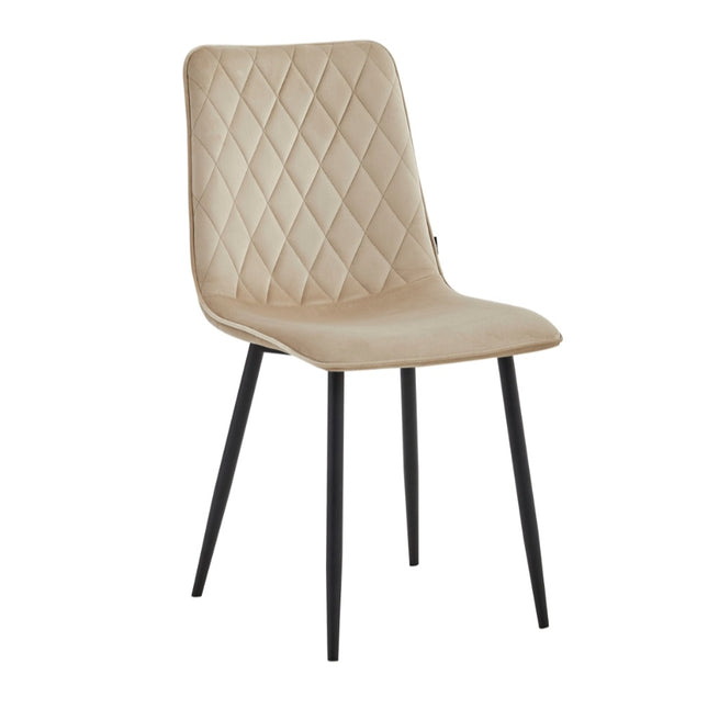2 Esszimmerstuhl - Elise - Beige - Samt