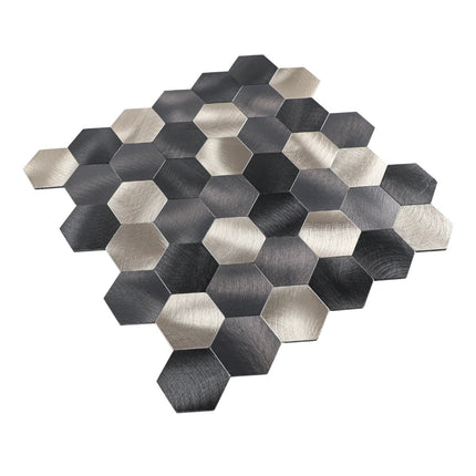 Selbstklebende Mosaik -Wandfliese Hexagon – Schwarzer Stahl – 29,4x31x0,4cm